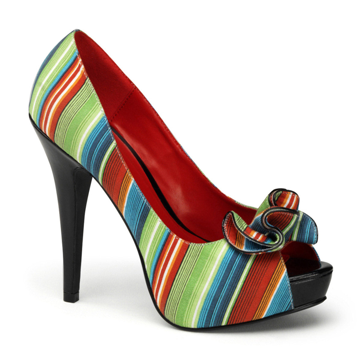 Sexy Rainbow Ruffle Peep Toe Platform Stiletto Pump High Heels Shoes Pleaser Pin Up Couture LOLITA/12