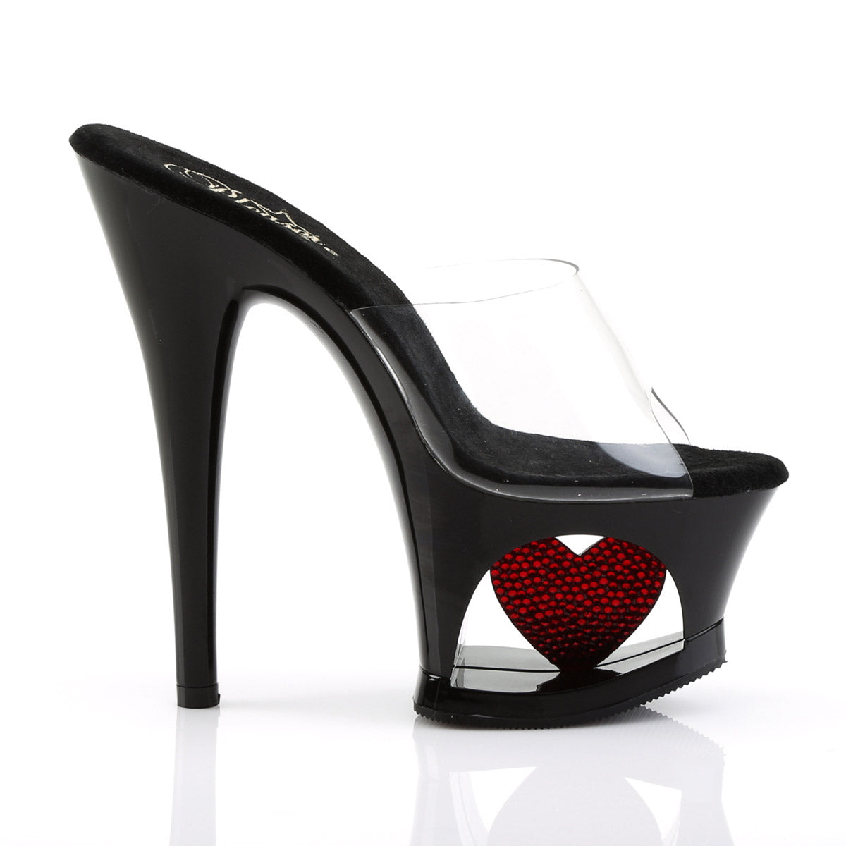 Sexy Heart In Cutout Platform Stiletto Slide Mule High Heels Shoes Pleaser Pleaser MOON/701HRS