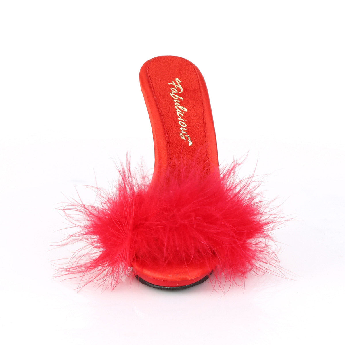 5" Heel. 3/8" PF Marabou Slide Sandal Pleaser Fabulicious POISE/501F