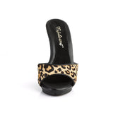 5" Heel, 3/8" PF Slide Leopard Print Fur/Blk Matte Pleaser Fabulicious POISE/501FUR