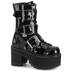 3" Heel, 2" PF Lace-Up Ankle Boot, Side Zip Pleaser Demonia RANGER/308
