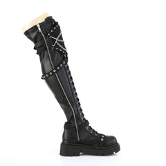 2 1/2" Tiered Pf Lace-Up Over-The-Knee Boots, Inside Zip Pleaser Demonia RENEGADE/320