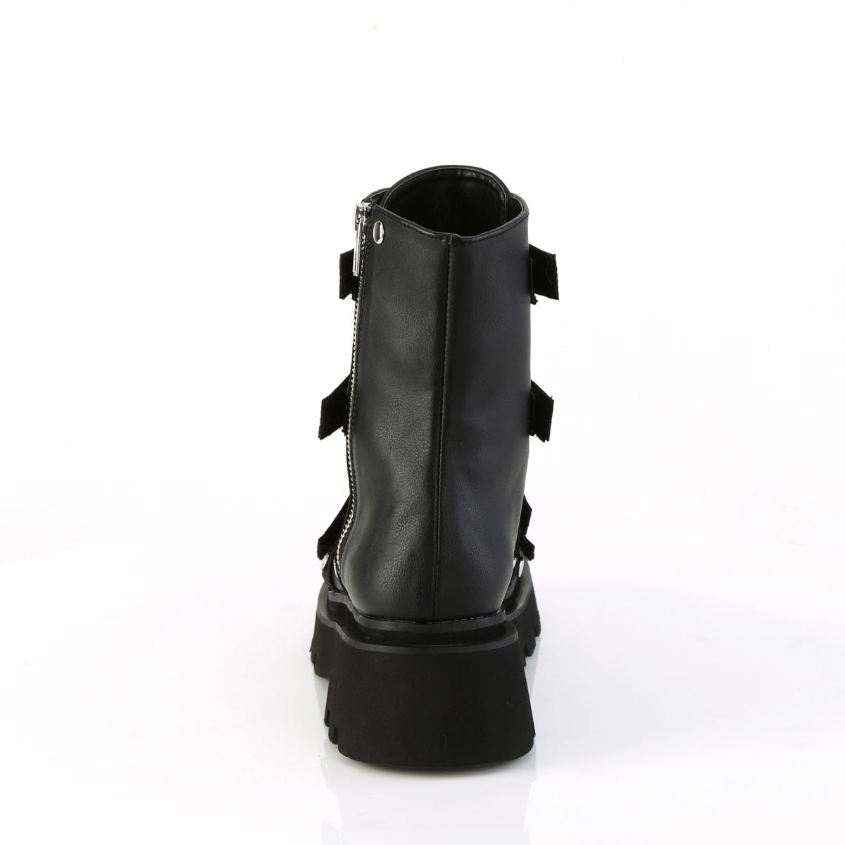2 1/2" Tiered Pf Strappy Ankle Boot, Outer Side Zip Pleaser Demonia REGD50/BVL-NY