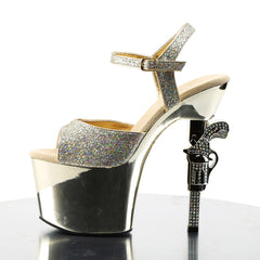 Sexy Platforms Glitter Strap Sandals Revolver Gun High Heels Shoes Pleaser Pleaser REVOLVER/709G