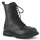 10 Eyelet Unisex Steel Toe Ankle Boot, Rubber Sole Pleaser Demonia RIOT/10