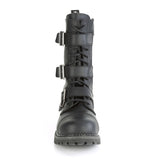 12 Eyelet Unisex Steel Toe Ankle Boot, Rubber Sole Pleaser Demonia RIOT/12BK