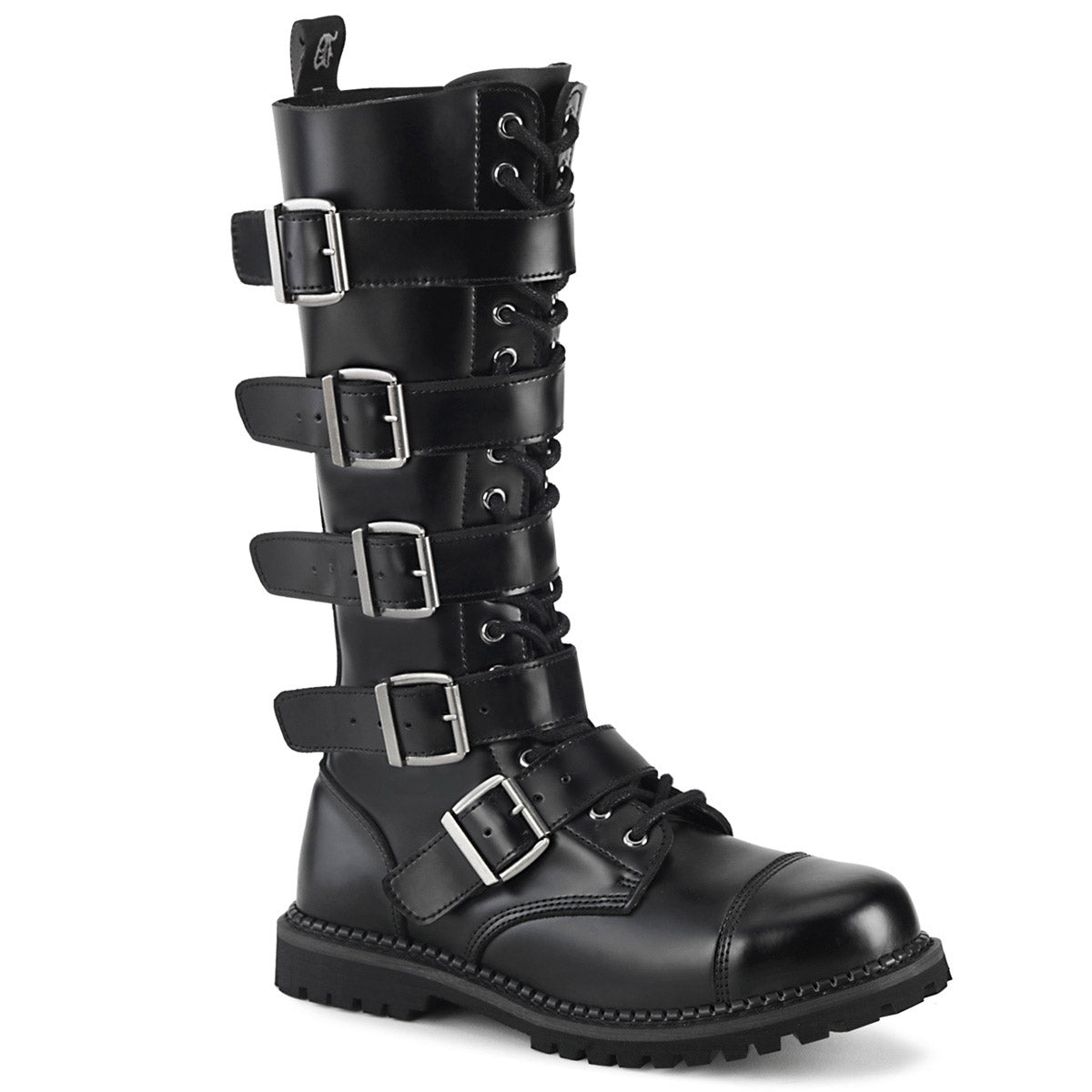 Knee High Buckle Strap Lace Up Rugged Goth Punk Combat Boots Shoes Pleaser Demonia RIOT/18
