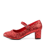 Sexy School Girl Glitter Mary Jane Pumps Square High Heels Shoes Pleaser Funtasma SCHOOLGIRL/50G