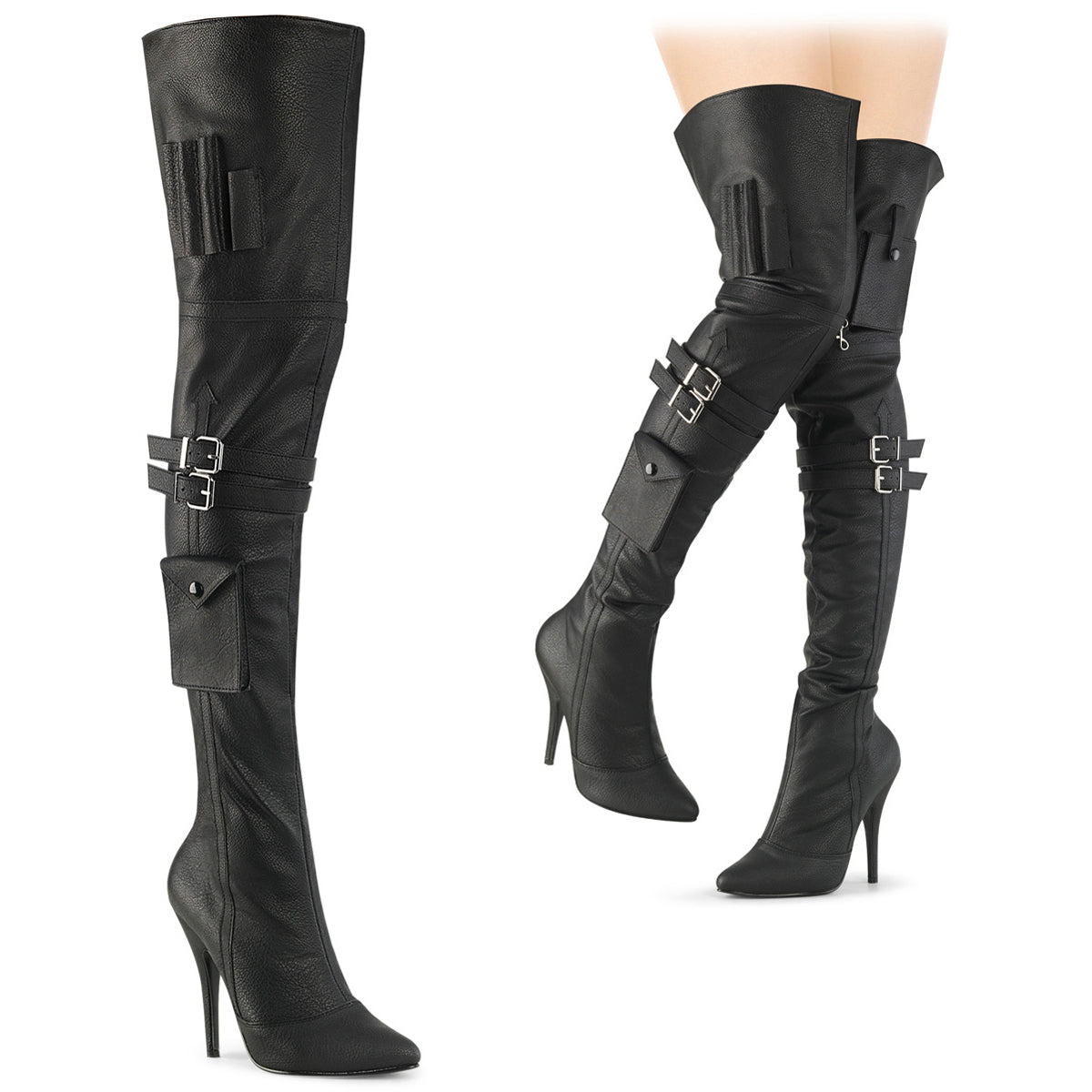 5? Heel Thigh High Boot W/ Buckle Strap Pleaser  SED3019/BPU