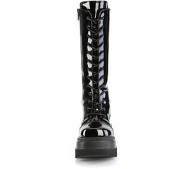 4 1/2" Wedge Pf Lace-Up Mid-Calf Boot, Side Zip Pleaser Demonia SHA72/B