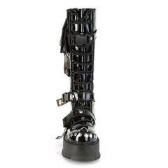 2" Pf Lace-Up Knee High Boot, Back Metal Zip Pleaser Demonia SLACKER/260