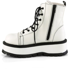 2" Pf Lace-Up Ankle Boot, Side Zip Pleaser Demonia SLK55/WVL