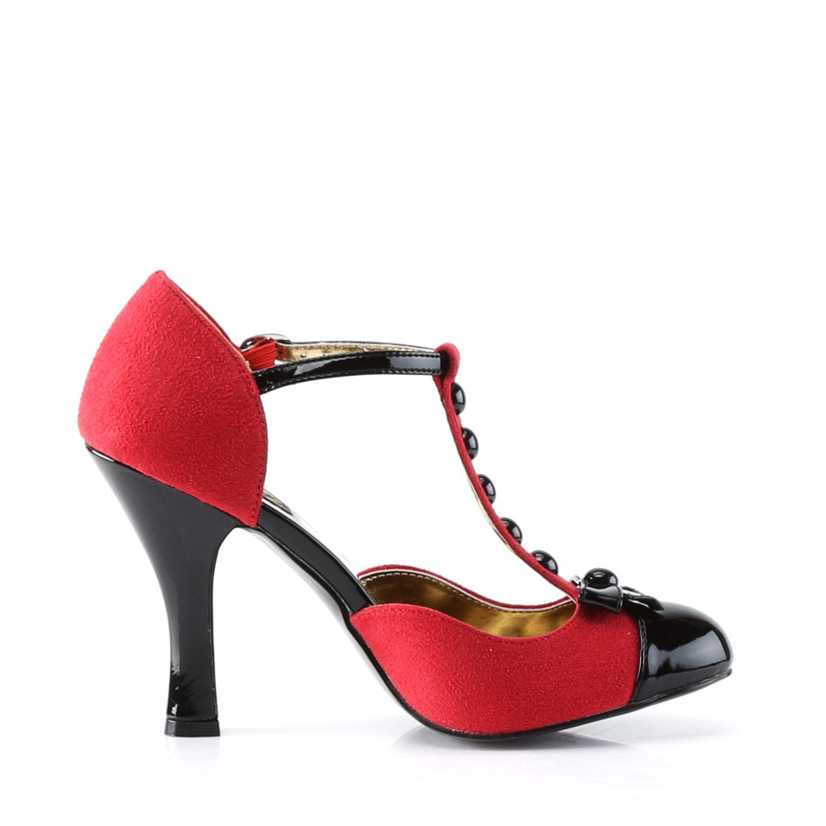 Sexy T-Strap Spat D'Orsay Pumps Mini Bow Spool High Heels Shoes Pleaser Pin Up Couture SMITTEN/10