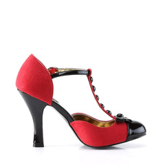 Sexy T-Strap Spat D'Orsay Pumps Mini Bow Spool High Heels Shoes Pleaser Pin Up Couture SMITTEN/10