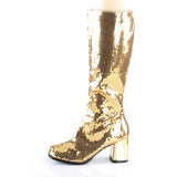 Sexy Sequins Side Zipper Knee High Gogo Boots Shoes Pleaser Bordello SPECTACUL/300SQ