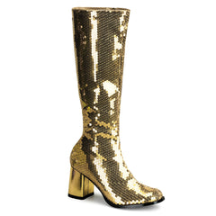 Sexy Sequins Side Zipper Knee High Gogo Boots Shoes Pleaser Bordello SPECTACUL/300SQ