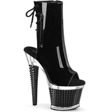 7" Heel, 3" Textured Pf Open Toe/Heel Ankle Boot, Side Zip Pleaser Pleaser SPECTATOR/1018