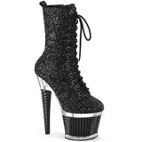 7" Heel, 3" Textured Pf Lace-Up Front Mid Calf, Side Zip Pleaser Pleaser SPECTATOR/1040G