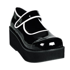 Goth Punk Contrast Trim Mary Jane Pumps Platform Heel Boots Shoes Pleaser Demonia SPRITE/01