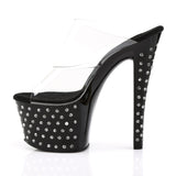 Rhinestone Platform Stiletto Dual Strap Slide Mules High Heels Shoes Pleaser Pleaser STARDUST/702