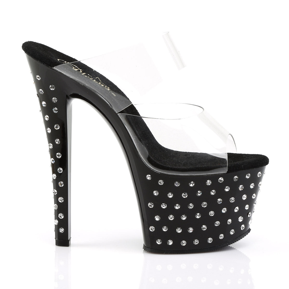 Rhinestone Platform Stiletto Dual Strap Slide Mules High Heels Shoes Pleaser Pleaser STARDUST/702