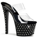 Rhinestone Platform Stiletto Dual Strap Slide Mules High Heels Shoes Pleaser Pleaser STARDUST/702