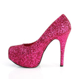 5 3/4" Heel, 1 3/4" Hidden PF Wide Width Pump H. Pink Glitter Pleaser Pleaser Pink Label TEEZE/06GW