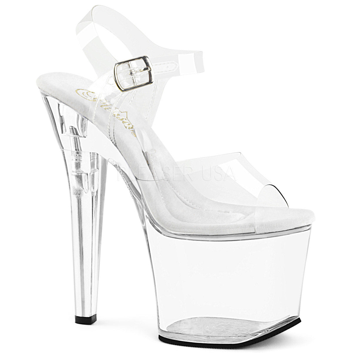 7" Heel, 3 1/4" PF Ankle Strap Sandal w/ Accessible COMPT Pleaser Pleaser TREASURE/708RAD