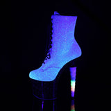 7" Unicorn Heel, 3 1/4" PF Lace-up Ankle Boot, Side Zip Pleaser  UNICORN/1020G