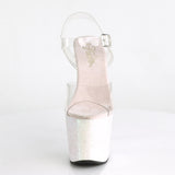 7" Heel, 3 1/4" PF Ankle Strap Sandal w/ Unicorn Heel Pleaser Pleaser UNICORN/708LG