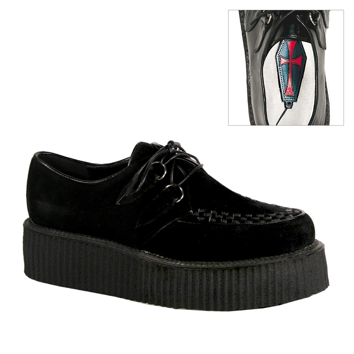 Goth Punk Rockabilly Blucher Faux Suede Platform Creeper Boots Shoes Pleaser Demonia V/CREEPER/502S