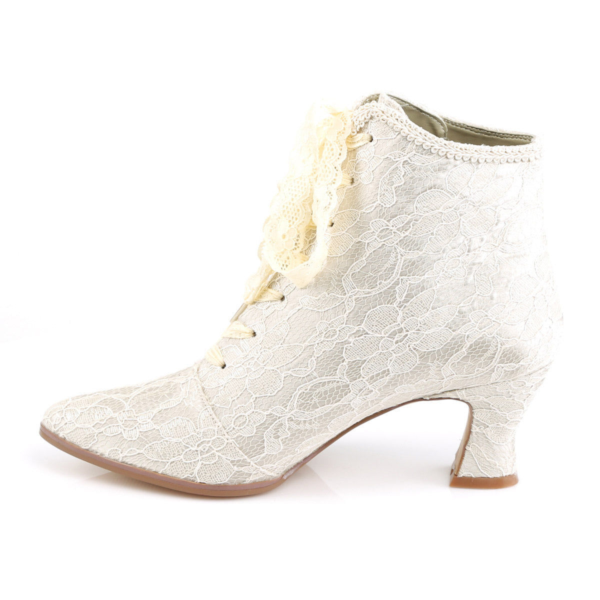 Sexy Lace Overlay Pointed Toe Ankle Booties High Heel Boots Shoes Pleaser Fabulicious VICTORIAN/30