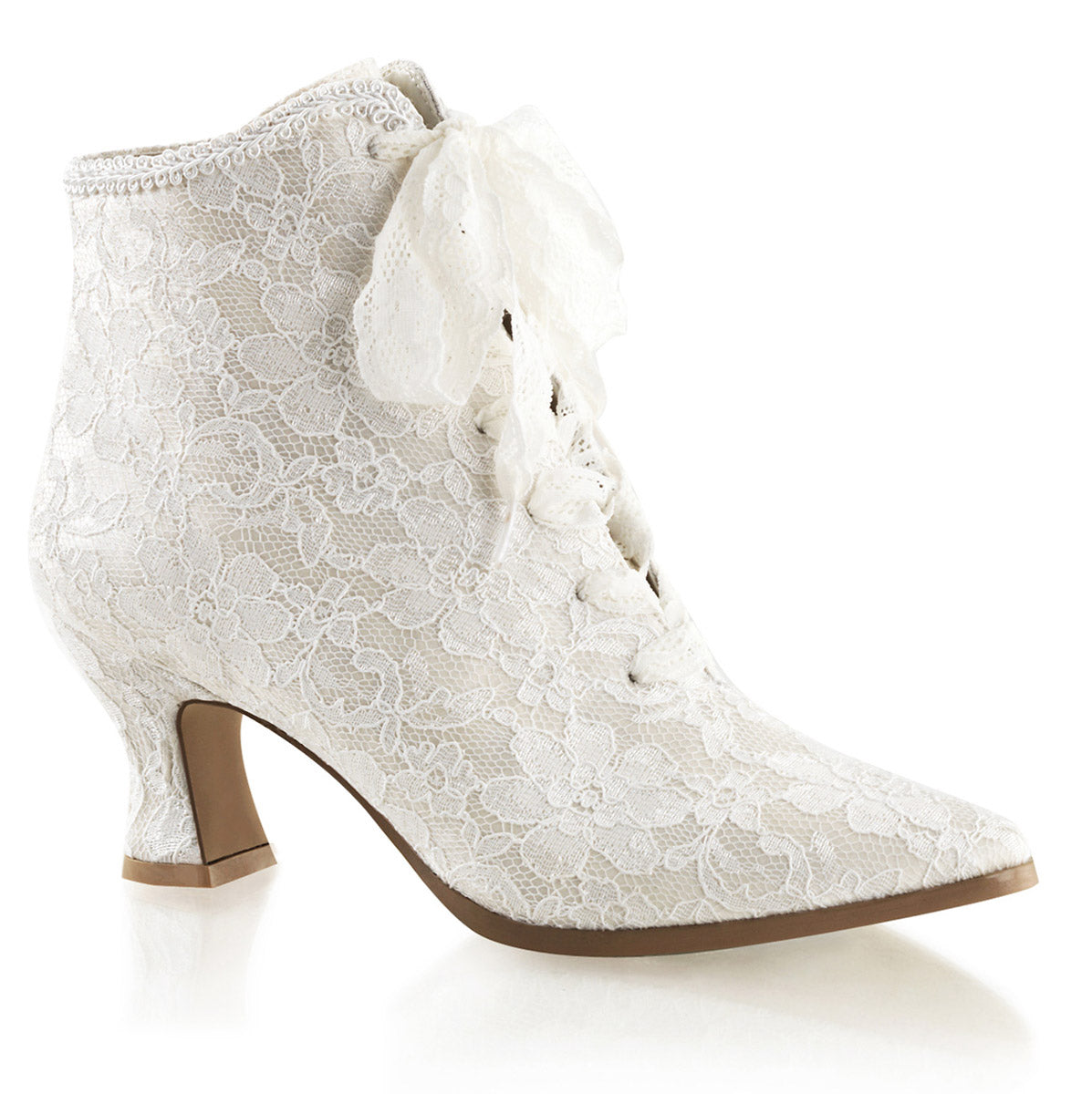 Sexy Lace Overlay Pointed Toe Ankle Booties High Heel Boots Shoes Pleaser Fabulicious VICTORIAN/30